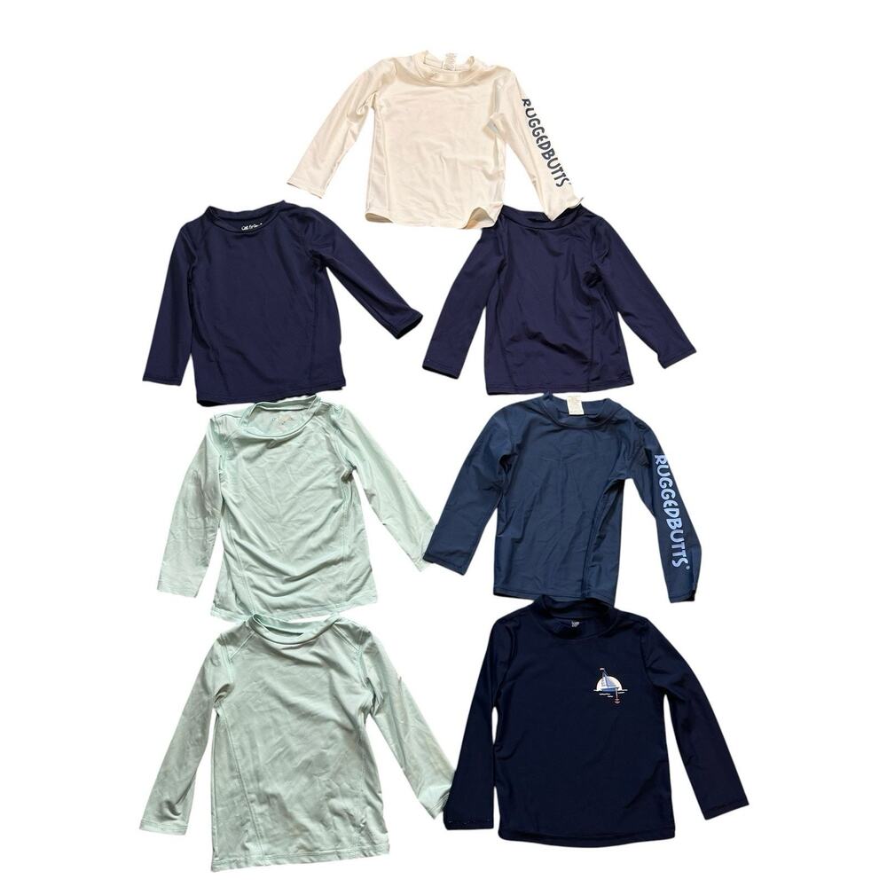 Rash Guard Swim Shirts Lot Of 7 Toddler Boys 2T UPF 50+ Mult Brands Beach Pool